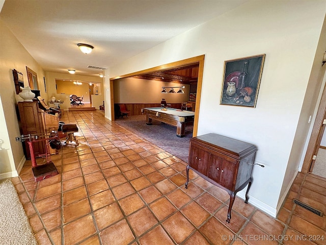 corridor with wood walls