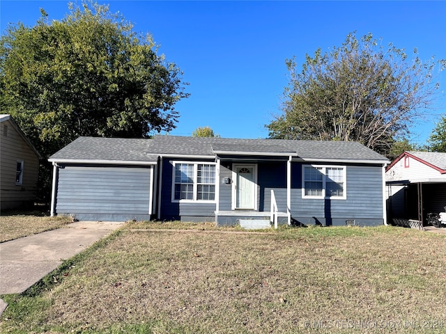 ranch-style home with a front yard