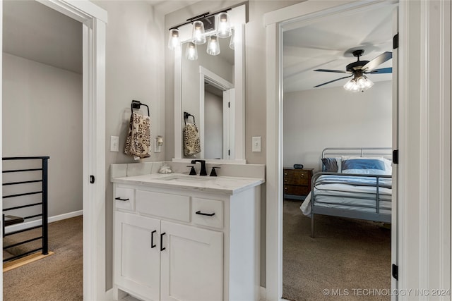 bathroom with vanity and ceiling fan