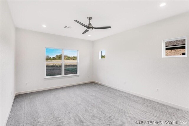 849 Springfield Ct, Durant, OK 74701 - unfurnished room with ceiling fan, recessed lighting, carpet floors, and baseboards