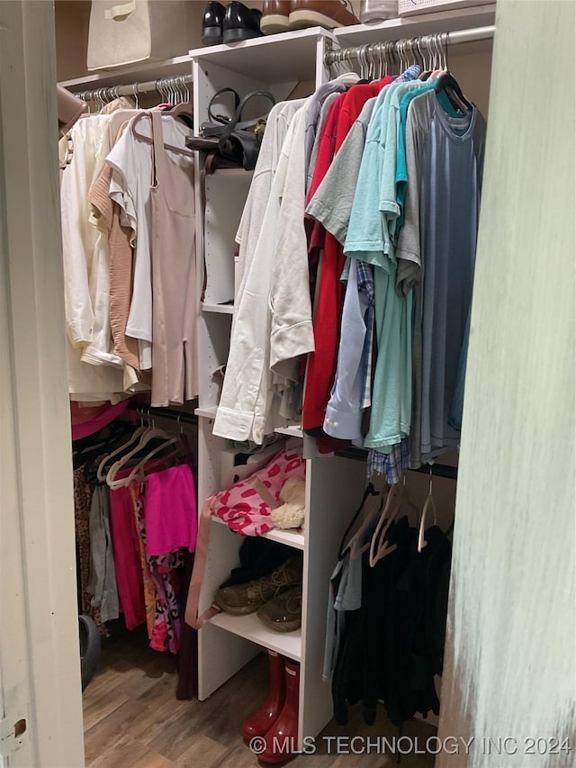 walk in closet featuring wood finished floors