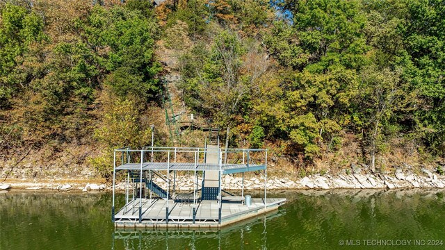 dock area featuring a water view