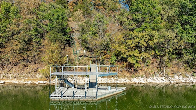 view of dock featuring a water view