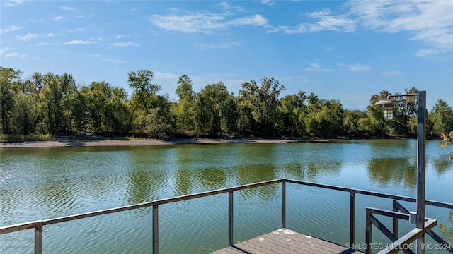 view of dock featuring a water view