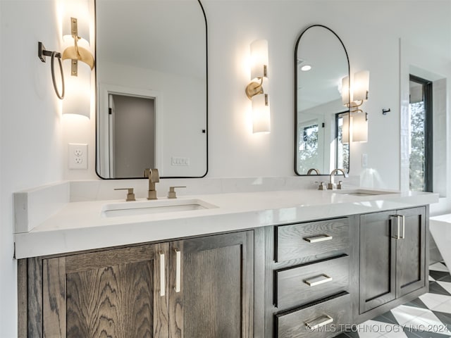 bathroom featuring vanity and tile patterned flooring