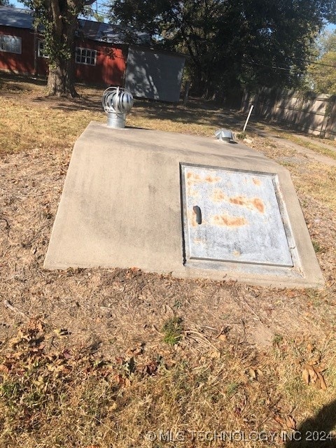 view of storm shelter