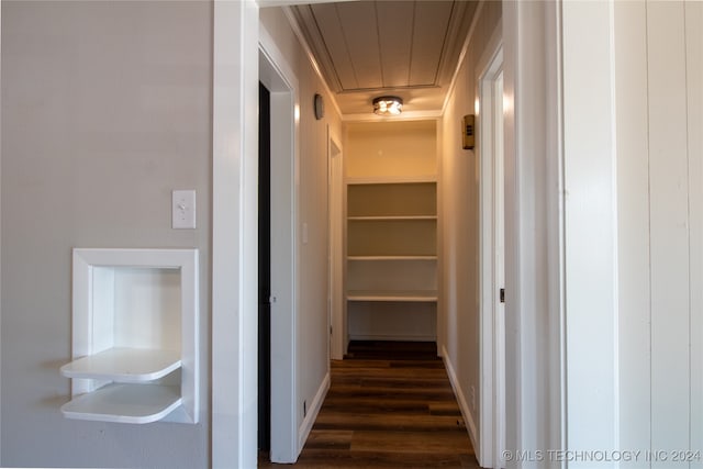 hallway featuring dark hardwood / wood-style floors