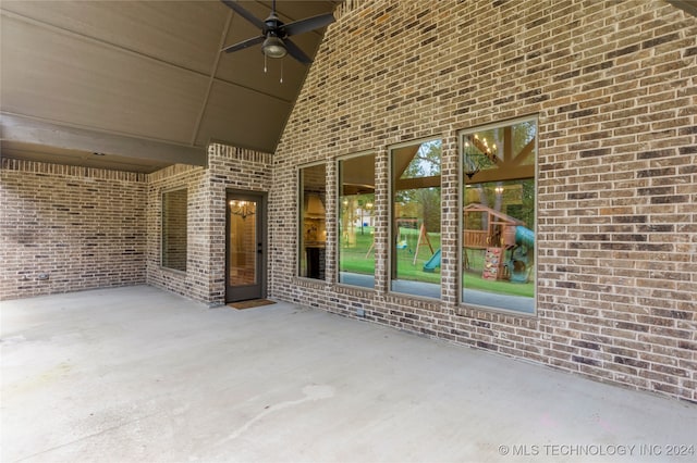 view of patio with ceiling fan