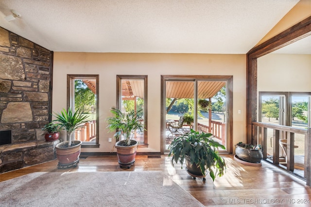 interior space featuring vaulted ceiling