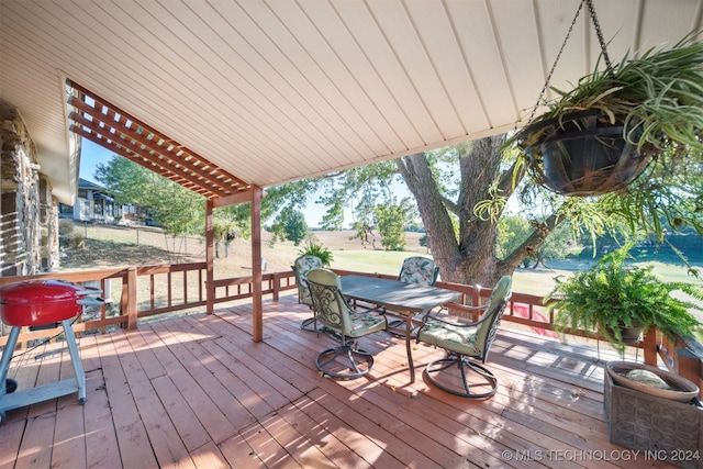 wooden deck with area for grilling