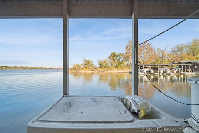 dock area featuring a water view