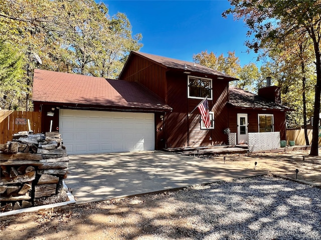 view of front of property featuring a garage