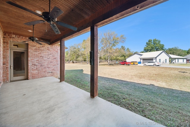 view of patio with ceiling fan