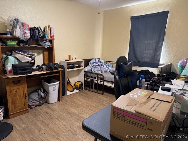 office area with light wood-type flooring