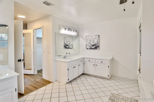 bathroom with vanity and wood-type flooring