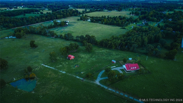 aerial view featuring a rural view