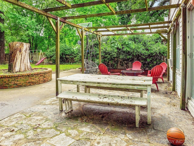 view of patio / terrace featuring a pergola