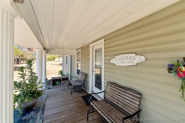 deck featuring a porch