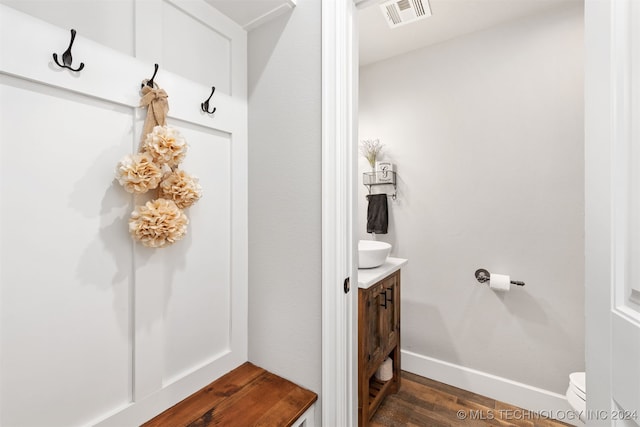 mudroom featuring dark hardwood / wood-style floors