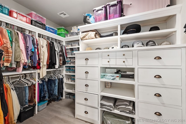 spacious closet with light wood-type flooring