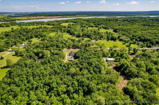 bird's eye view featuring a water view