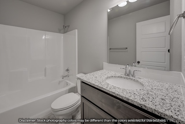 full bathroom with vanity, toilet, and shower / bathing tub combination