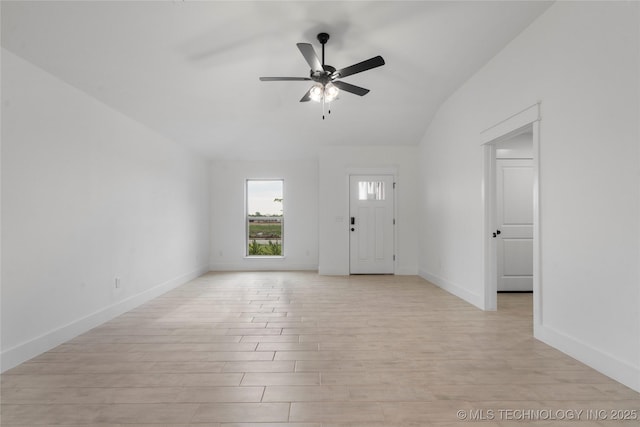 10804 S 274th Ave E, Coweta, OK 74429 - foyer entrance with ceiling fan, light wood-type flooring, baseboards, and vaulted ceiling