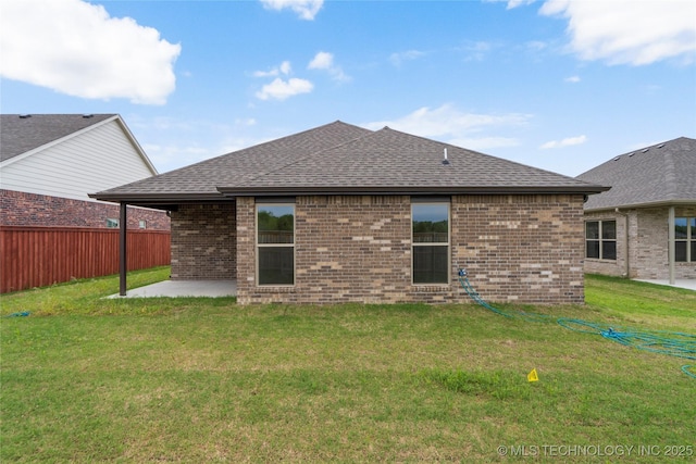 10804 S 274th Ave E, Coweta, OK 74429 - rear view of house featuring brick siding, a patio, and roof with shingles