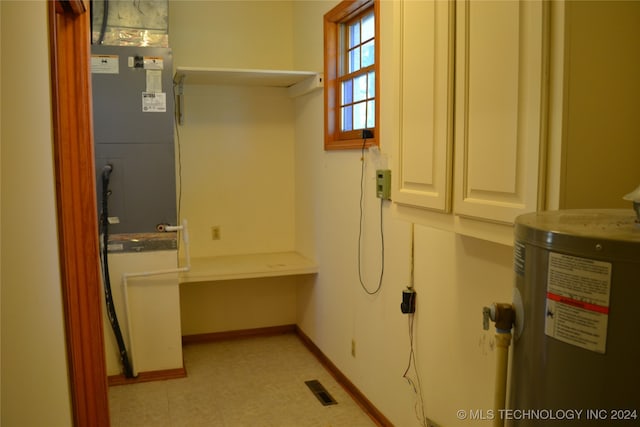 clothes washing area with electric water heater