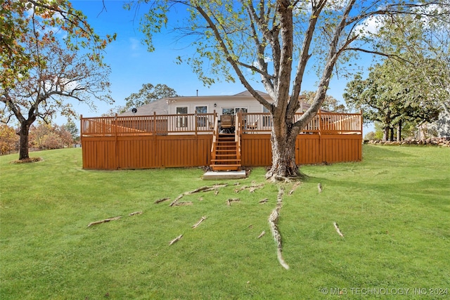 view of yard with a deck