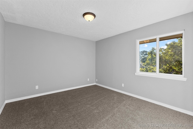 carpeted empty room featuring a textured ceiling