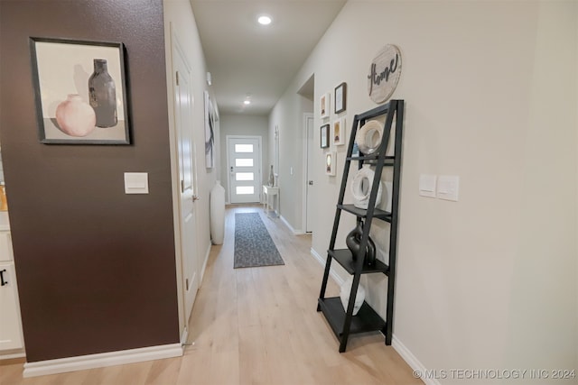 hall featuring light hardwood / wood-style flooring