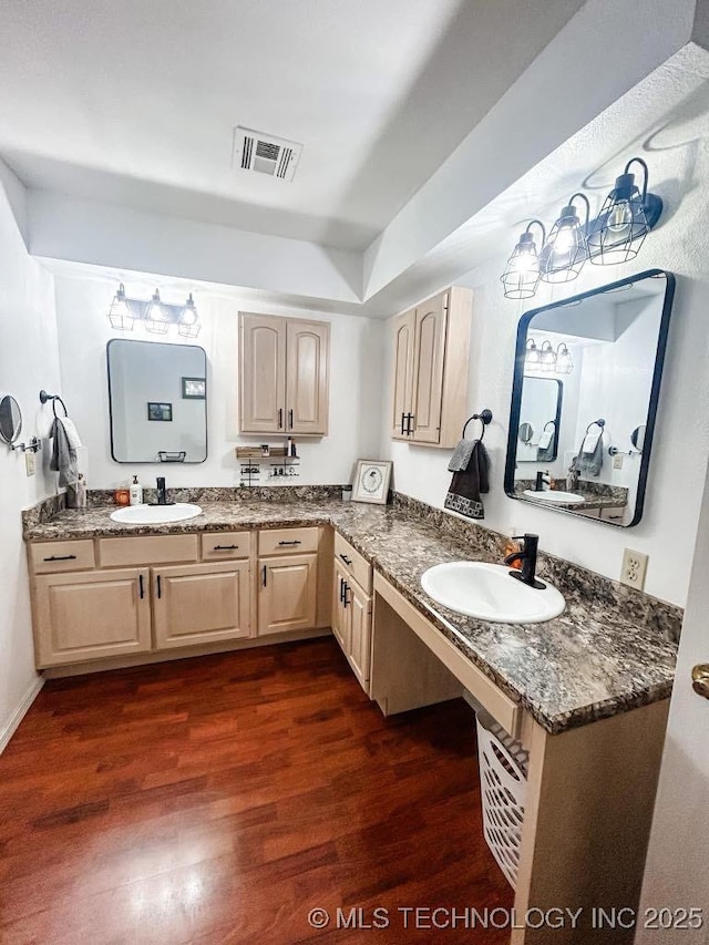 bathroom featuring wood-type flooring and sink