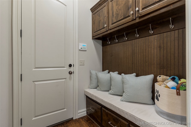 mudroom featuring dark hardwood / wood-style flooring