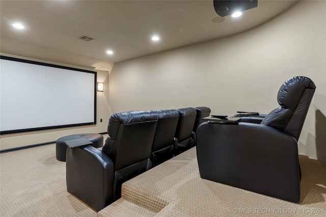 view of carpeted home theater room