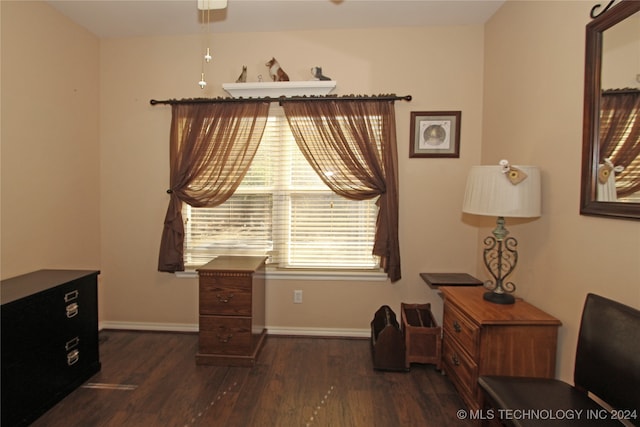 miscellaneous room featuring dark hardwood / wood-style floors