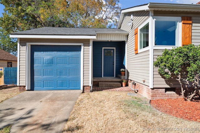 exterior space with a garage