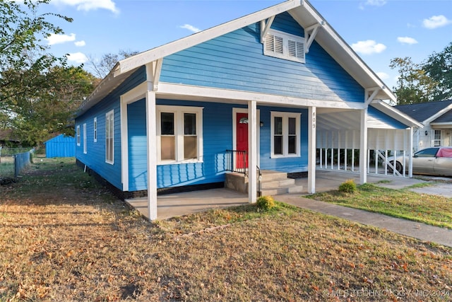 bungalow-style home featuring a porch