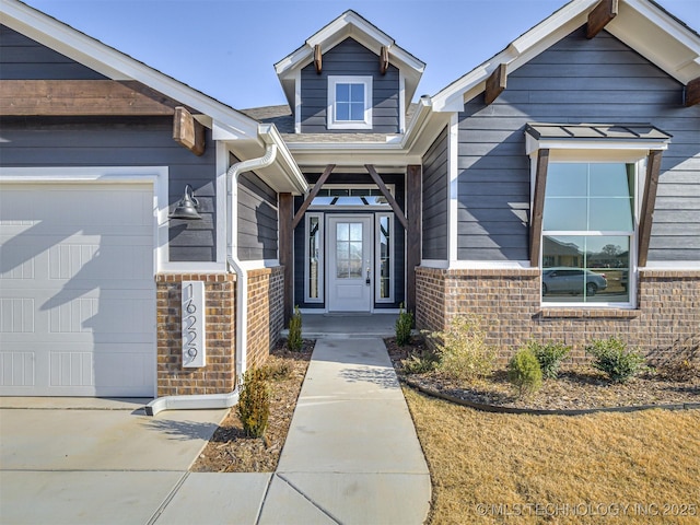 entrance to property featuring a garage