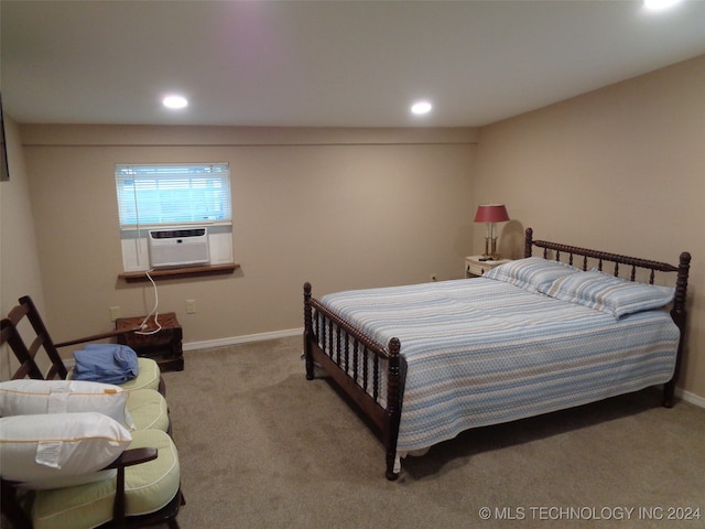 carpeted bedroom featuring cooling unit