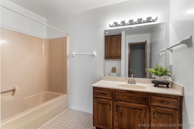 full bathroom featuring  shower combination, toilet, and vanity