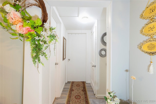 hall featuring light hardwood / wood-style flooring