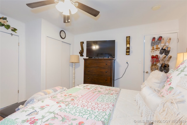 bedroom with a closet and ceiling fan