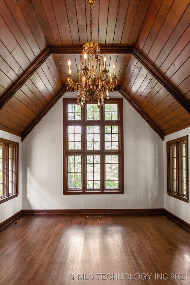 interior space with lofted ceiling and wood ceiling