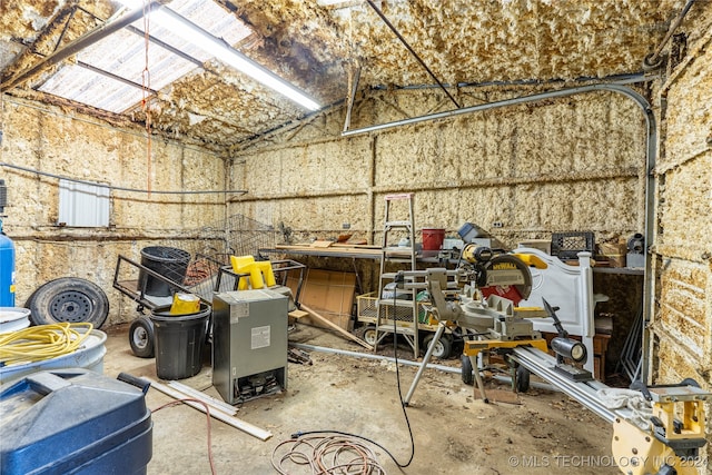 interior space with a workshop area