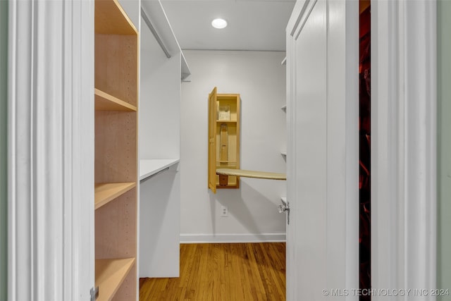 walk in closet featuring light hardwood / wood-style floors