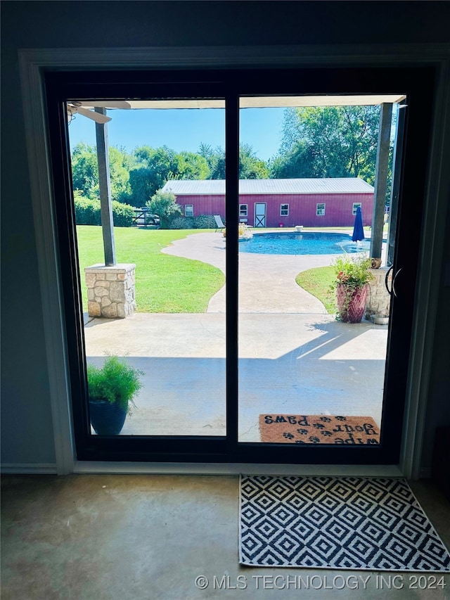 entryway with concrete flooring