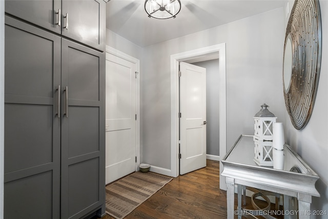 entryway with dark wood-type flooring