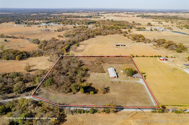 aerial view featuring a rural view