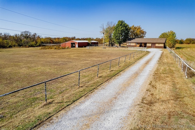 view of road with a rural view